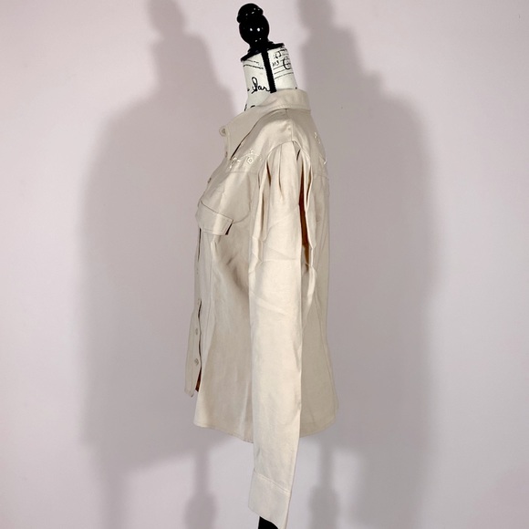 ASTR the Label Western Flair Button Front Shirt Tonal Embroidered Tan Size M - Picture 5 of 7